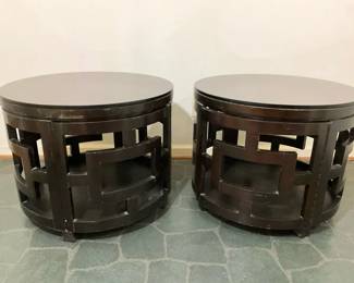 Chinoiseriestyle Openwork Barrel Accent Tables