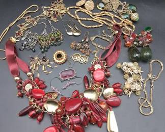 Colorful Vintage Jewelry Earrings, Necklaces, Brooches And More