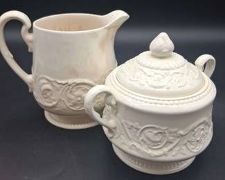 Wedgewood Patrician Queens Ware Sugar Box And Jug