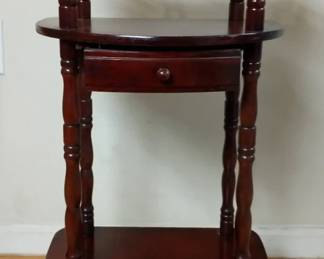 Vintage 3 Tier Wooden Telephone Side Table With Central Storage Drawer