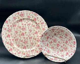 Vintage Nasco Rose Garden Serving Platter Bowl