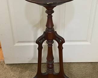 Vintage VictorianStyle Carved Wood Pedestal Plant Stand Side Table