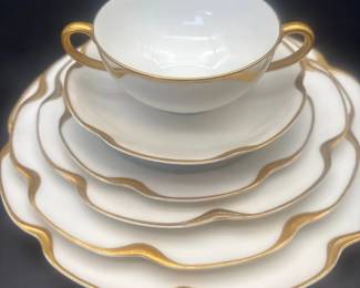 Antique Haviland Co. Limoges France 7Piece Gold Trim Place Setting E