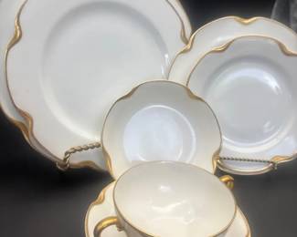 Antique Haviland Co. Limoges France 7Piece Gold Trim Place Setting b