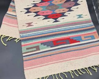 Colorful Hand Woven Wool Rug Mexico