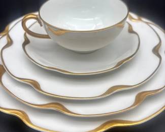 Antique Haviland Co. Limoges France 5Piece Gold Trim Place Setting
