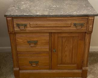 Marble Top Vintage Cabinet