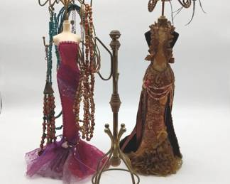 Pink Mannequin Stand, Brown Mannequin Stand, Central Metal Stand Beaded Necklaces