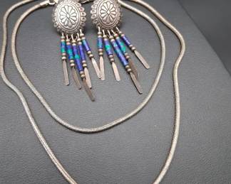 Sterling Southwestern Earrings And 20 In Chain