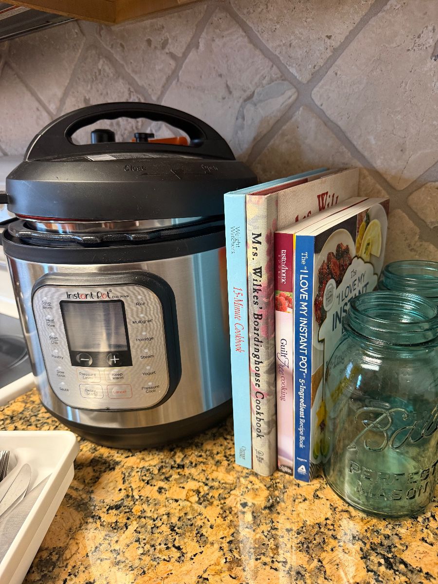 Insta pot, ball jars, cook books