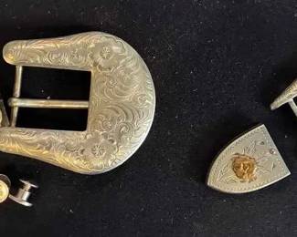 SU221Al Beres USA German Silver Plated Belt Buckles