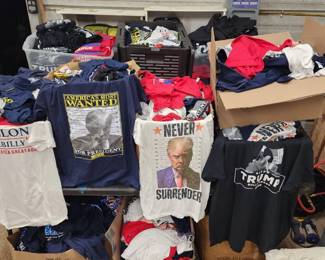 Trump collection of Shirts and other collectibles. If you are a vendor and want to buy in bulk, there are hundreds of shirts and other collectibles