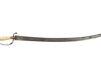 Revolutionary war era officer's hunting sword with silver mountings & bone handle
