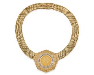 14K Emerald Teardrop Diamond Necklace