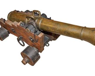 Incredible Revolutionary War Era French 6Pound Bronze Cannon on Carriage