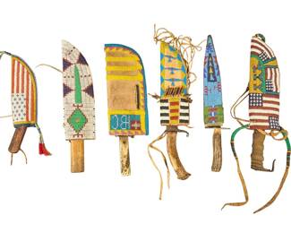 Native American style daggers featuring wooden and bone handles