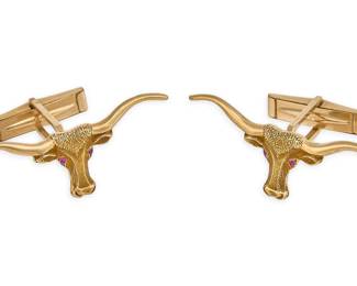 14K Ruby Longhorn Cufflinks