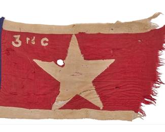Antique 3rd Texas Calvary battle flag, attributed to Civil War Period, handspun cotton construction