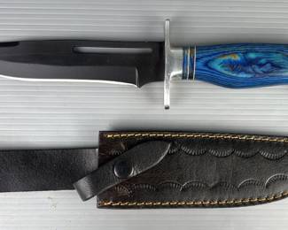 Fixed Blade Knife, 6.75" Blade, In Leather Sheath