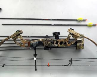 Buckmaster 2000 Compound Bow, Draw Length 31", 60-80 Draw Weight, Fiber Optic Sights, Detachable Quiver, Carbon Arrows, Qty 7