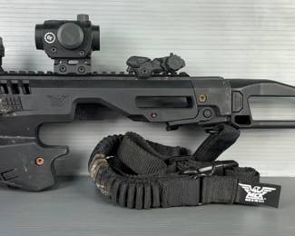 MCK Micro Conversion Kit With Peep Sight, CT Red/Green Dot Sight, Folding Stock, And Nylon Sling, Additional Stabilizing Brace And Two Nylon Slings