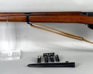 British Enfield No 4 MK II .303 British Bolt Action Rifle SN# PF368094, Matching SNs On Bayonet And Sheath, 5 Stripper Clips, Canvas Sling