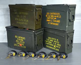 Metal Ammo Cans, Qty 4, And Trigger Locks, Qty 6