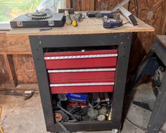 Vintage Dado Blade Set (In Black Case) $25. Rolling Tool Cabinet. (Cabinet Only) $60.  Welding Gear & Regulators. 