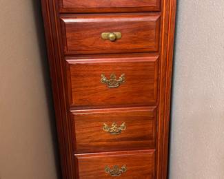 Vintage solid wood lingerie chest/tallboy dresser. 6-drawers. $150. 