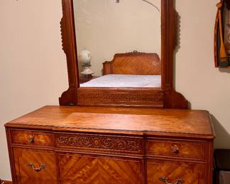 Antique 1930's Depression-Era Dresser w/mirror. Approx. 52w x 83h x 21 1/2d. $375