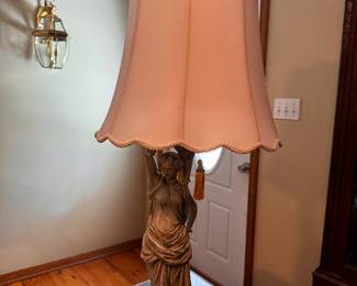 Vintage MCM Neo-Classical/Hollywood Regency figural table lamp. We have 2 of these. Approx. 38h x 8w. $75.00 each.
