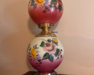 Hand-painted Antique "Gone with the Wind" style hurricane lamp. $150