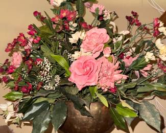 Florals in a brass planter. $15