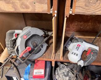 Porter-Cable 15-AMP 7 1/4 in. Corded Circular Saw (Model PCE300), $25. Porter-Cable 6.0-Amp Corded Orbital Jigsaw (Model PCE345). $20. 
