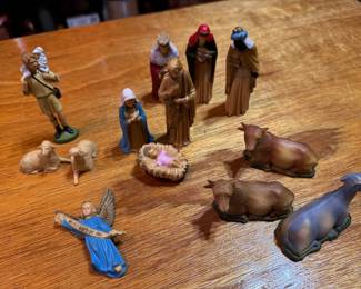 12-piece vintage hard plastic diorama Nativity set. $40