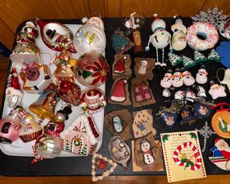 Christmas Ornaments: Contemporary glass, homemade rustic wood, and whimsical novelty! $1-5 each.  Will also make bundle price. 
