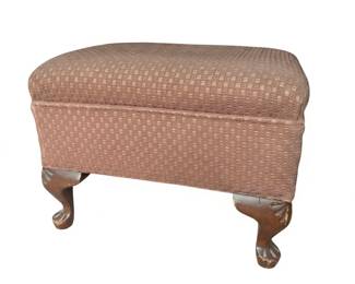 Lot #50 - Vintage Upholstered Footstool with Carved Wooden Claw Feet