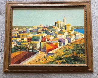 Lot #47 - Vintage Landscape Lithograph "Gardanne" From the School of Paul Cézanne w/ Ornate Wood Frame
