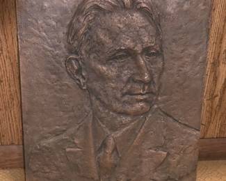 Lot #137 - Joe Taylor Bronze Relief Portrait Memorial Commemoration Plaque