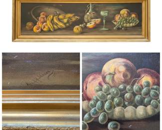 Lot #43 - Vintage Still Life Oil Painting by Mrs. A.H. Johnson with Gilt Wood Frame