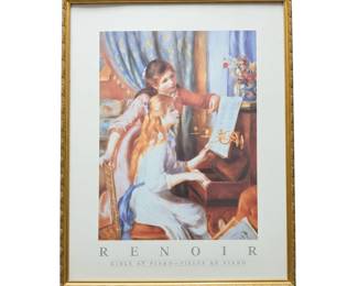 Lot #48 - Renoir Girls at Piano Fine Art Print in Ornate Gold Frame
