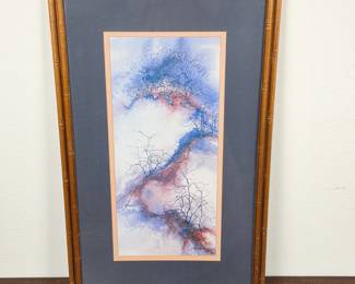 Lot #8 - C. Winterle Olson Abstract Framed Watercolor Lithograph with Blue and Red Tones