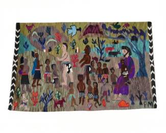 Lot #103 - Handwoven Wool Tapestry Rug "Jesus and Children" ELC Art & Craft Center South Africa