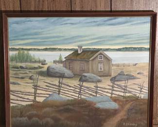 Lot #136 - Swedish Landscape Watercolor Signed A. Ahlborg, Loosely Based on O. Ljung