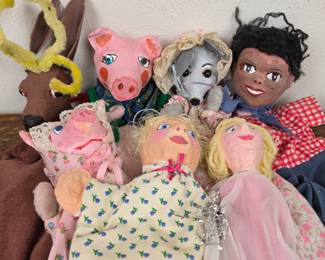 Lot #164 - Vintage Handmade Cloth Puppet Set with Unique Character Designs