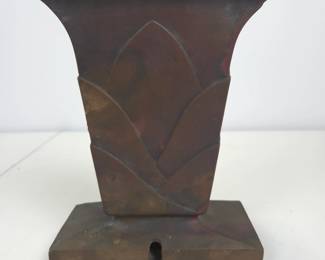 Lot #62 - Vintage Bronze Art Deco Style Cemetery Memorial Vase with Leaf Motif Base