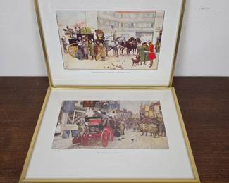 Lot #21 - A. Ludovici Vintage Framed Lithographs Featuring Election at Eatanswill & Nicholas Nickleby's Departure