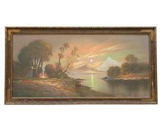 Lot #44 - Signed Albert Glatthaar Landscape Pastel Painting with Ornate Gilded Frame