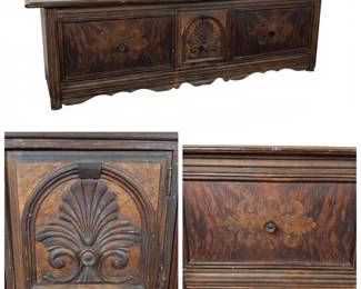 Lot #4 - Rare Antique Berkey & Gay Historical Revival Burlwood European-Style Cassone Marriage Chest Hand Carved Details