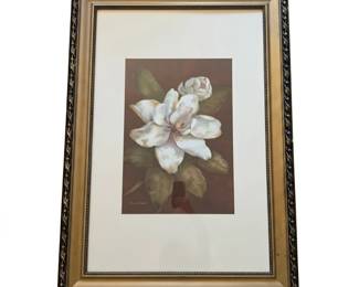 Lot #40 - Vivian Flasch Floral Lithograph Artwork with Ornate Gold Frame